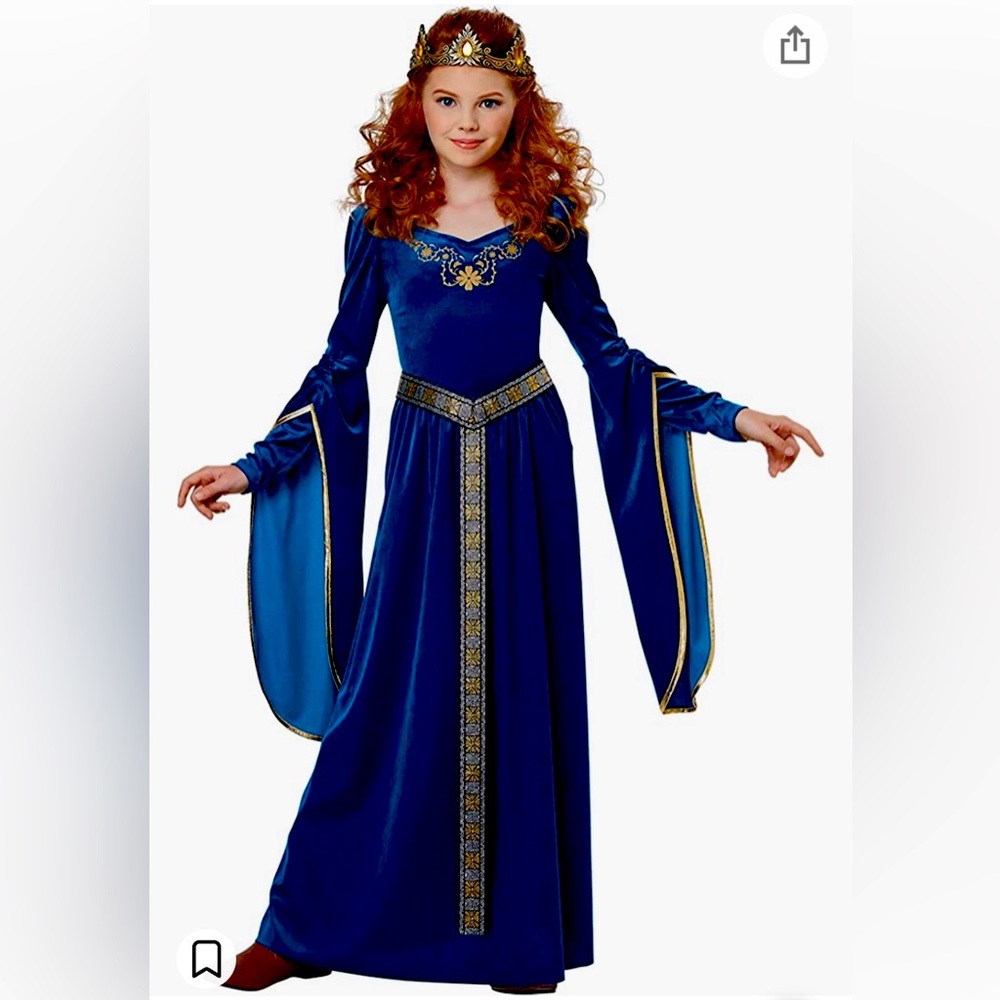 Children’s Medieval Princess Dress in Blue (Size Medium)
